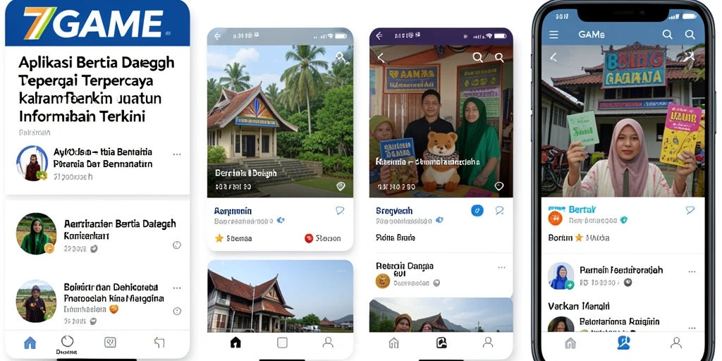 Antarmuka aplikasi 7GAME dengan berita daerah terkini.