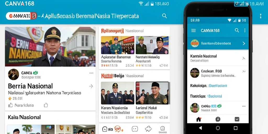 Tampilan antarmuka utama aplikasi CANVA168 untuk berita nasional.