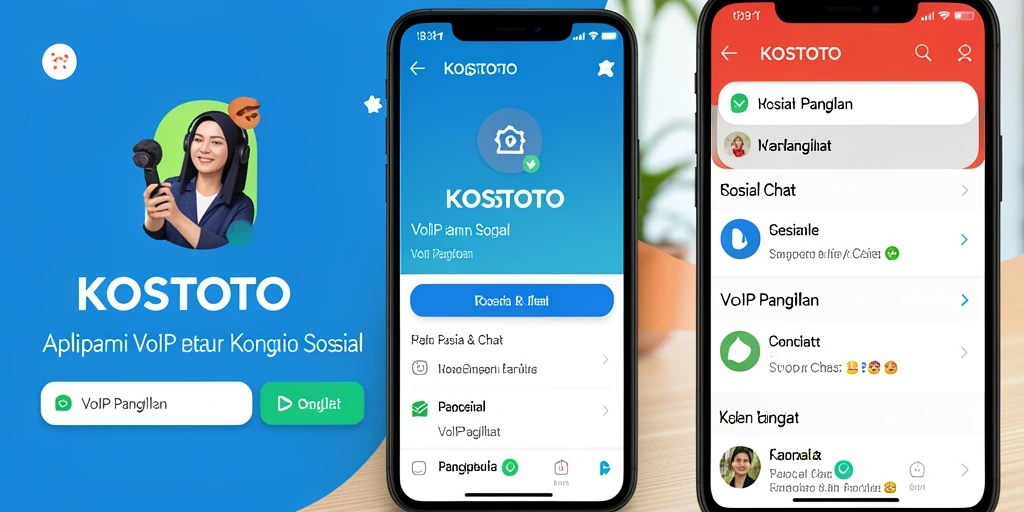 Screenshot aplikasi KOSTOTO menampilkan antarmuka VoIP Panggilan yang menarik.