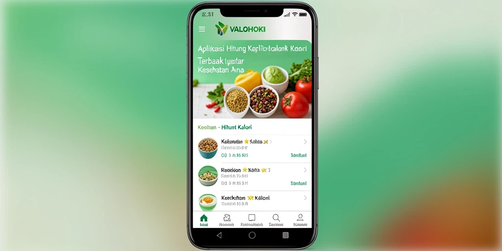 Screenshot utama VALOHOKI menampilkan antarmuka pengguna untuk menghitung kalori.