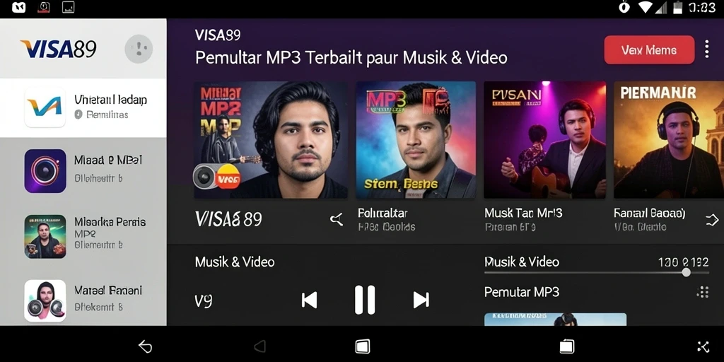 Antarmuka intuitif aplikasi Pemutar MP3 VISA89 yang memudahkan pengguna.